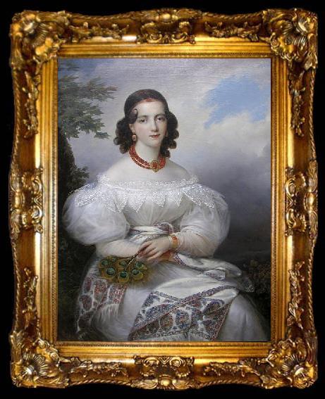 framed  Francois Joseph Kinson Portrait of a German Princess, ta009-2